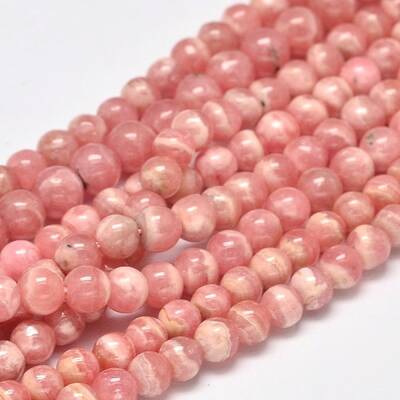 Round Natural Rhodochrosite Bead Strands