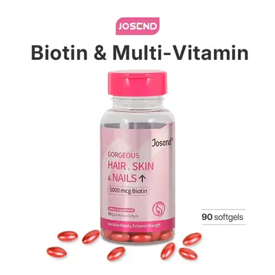 【JOSEND】Biotin Capsules for Women | Clinically Proven — Thicker Hair & Reduce Wrinkles & Fine Lines | With Vitamins A, ...