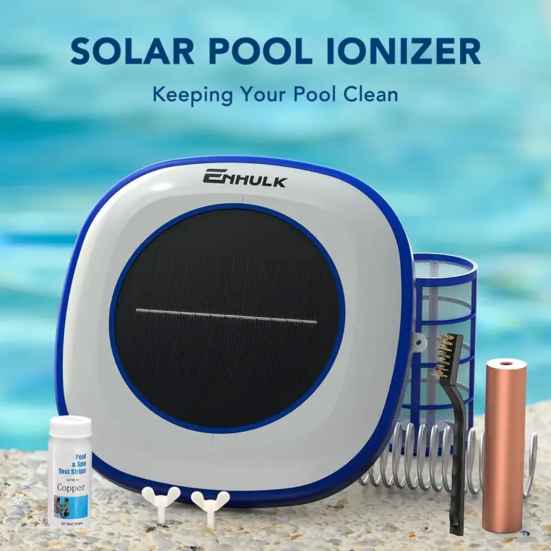Enhulk Solar Pool Ionizer, Floating Water Cleaner and Purifier - Cleans Pools Up to 45,000 Gallons, Ideal for Above Ground, I...