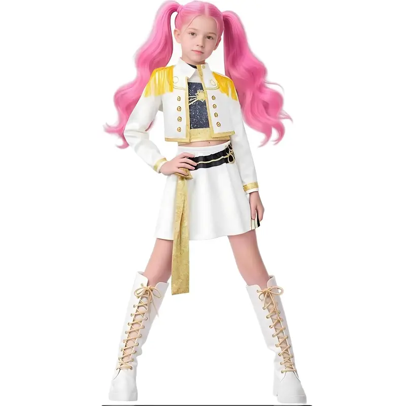 Kids KPop Demon Hunters Costume for Girls 4-12 Years | Halloween Stage Performance Outfit | Concert Merch Dance Dress | TikTo...