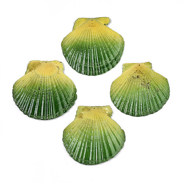 Spray Painted Natural Scallop Shell Big Pendants