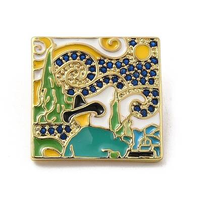 Brass Micro Pave Cubic Zirconia Pendants with Enamel