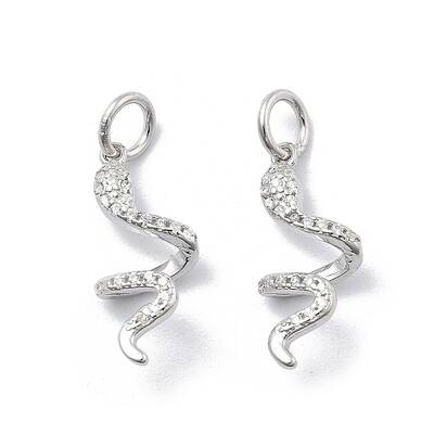 925 Sterling Silver Micro Pave Clear Cubic Zirconia Snake Pendants