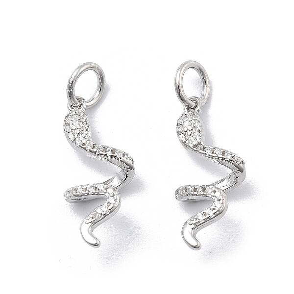 925 Sterling Silver Micro Pave Clear Cubic Zirconia Snake Pendants