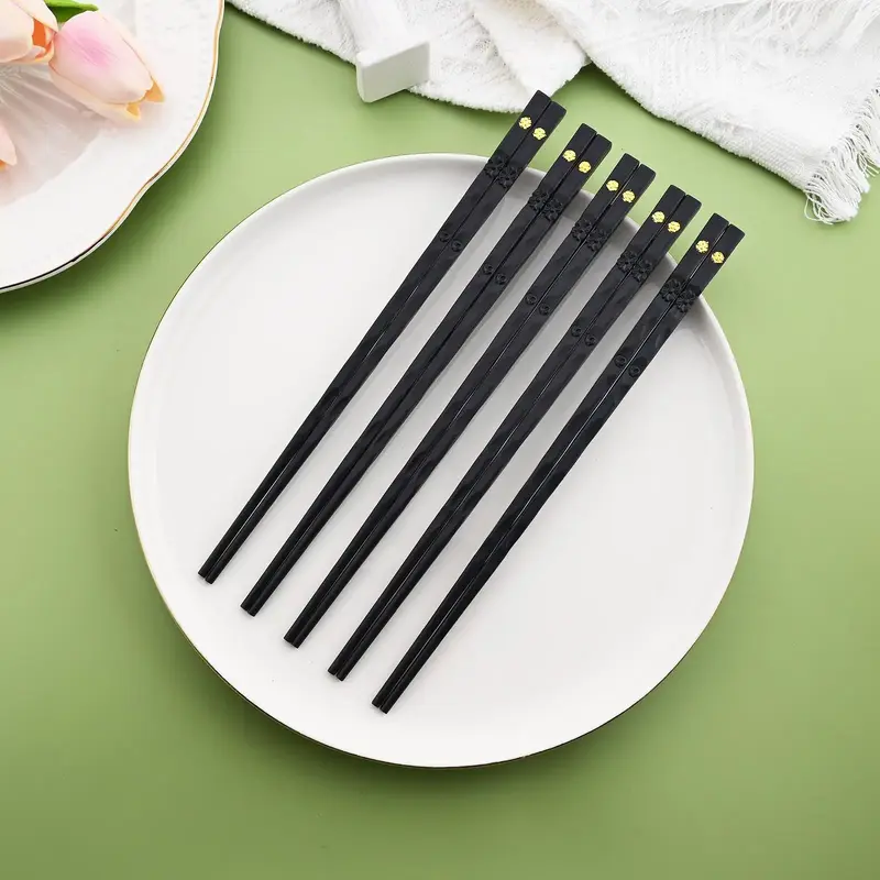 5 Pairs Alloy Chopsticks, Eco-friendly Ergonomic Non Slip Rust Resistant Kitchen Utensil