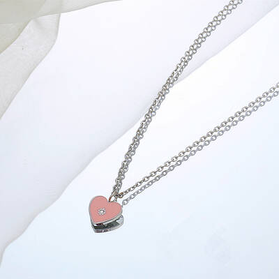 Pink Heart Pendant Necklaces for Women
