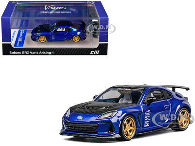 Subaru BRZ Varis Arising-1 RHD (Right Hand Drive) Blue Metallic with Carbon Hood and Top and Extra Wheels 1/64 Diecast Model ...