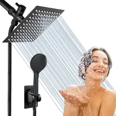 Senlesen 8 Inch Shower Head Combo High Pressure Rain Shower Head with 3 Settings Handheld Spray 59inch Shower Hose,Chrome, Ma...