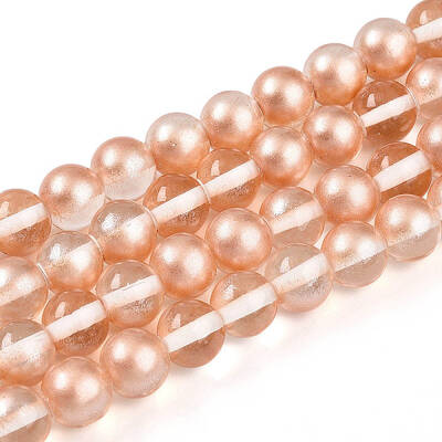Baking Painted Transparent Glass Beads Strands