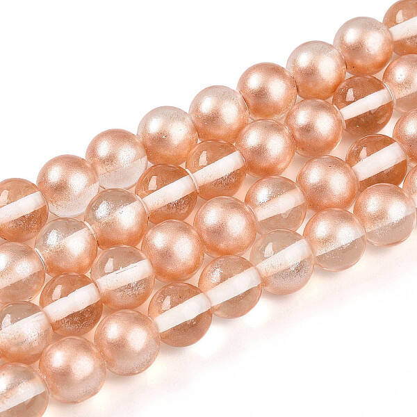 Baking Painted Transparent Glass Beads Strands