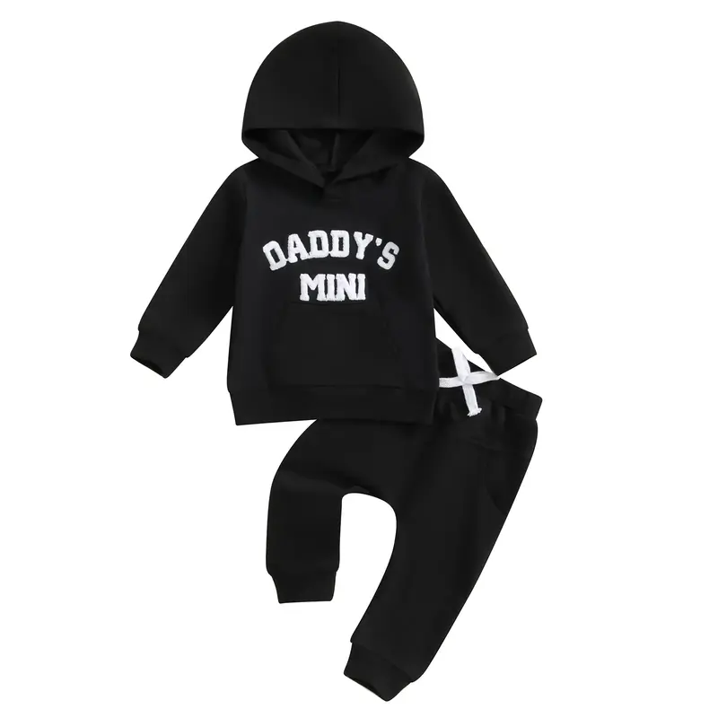 Toddler Baby Boy Track Suit Letter Embroidery Long Sleeve Hoodie Sweatshirt and Elastic Sweatpants Fall Winter Clothes Outfit...