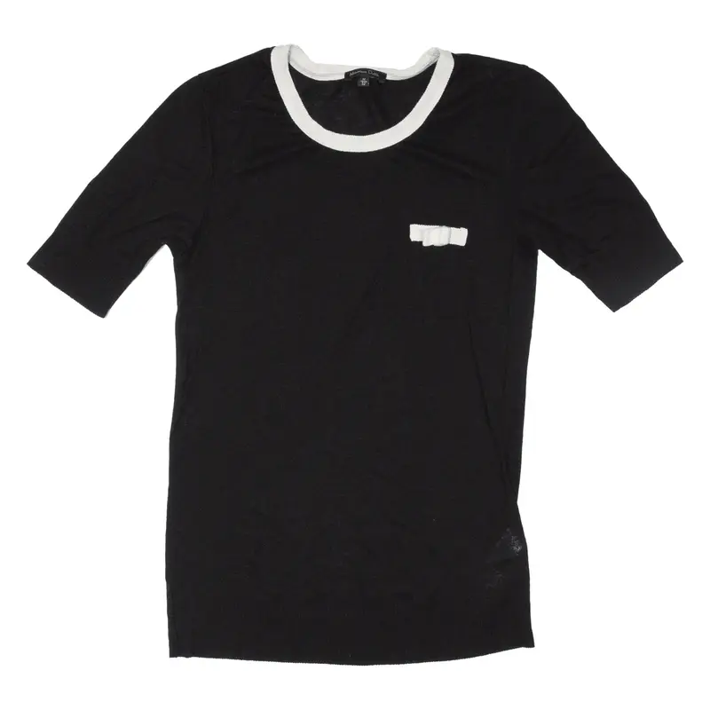 MASSIMO DUTTI Jumper Black Tight Knit Short Sleeve Womens M