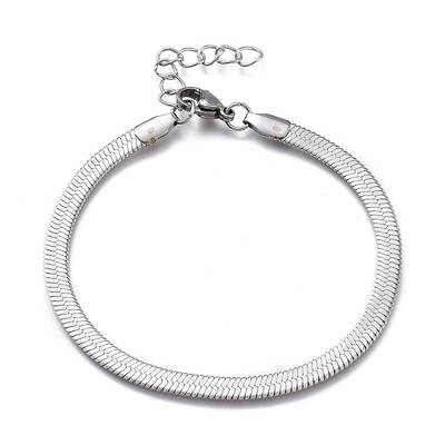 Tarnish Resistant Unisex 304 Stainless Steel Herringbone Chain Bracelets