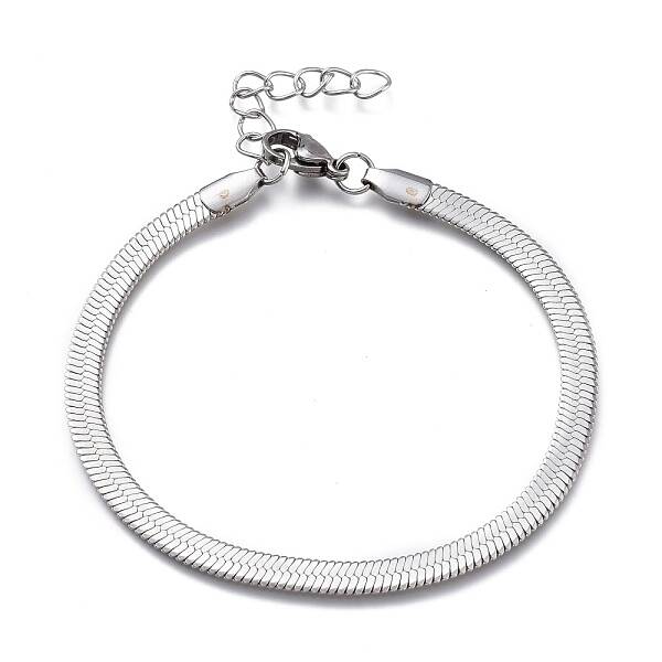 Tarnish Resistant Unisex 304 Stainless Steel Herringbone Chain Bracelets