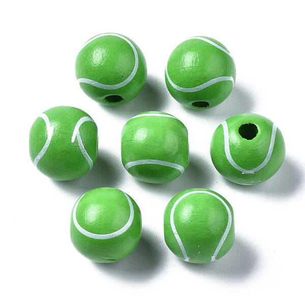 Painted Natural Wood European Beads