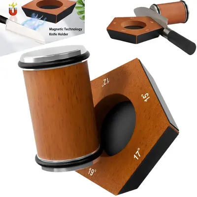 Upgraded Manual Rolling Knife Sharpener Tool,12/15/17/19/22 Degree for All Straight Edge Knives-Portable Wooden Rolling Knife...