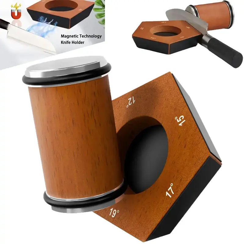 Upgraded Manual Rolling Knife Sharpener Tool,12/15/17/19/22 Degree for All Straight Edge Knives-Portable Wooden Rolling Knife...