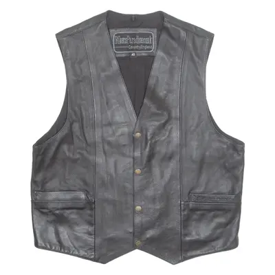 BIKERS PARADISE Mens Biker Gilet Black Leather L