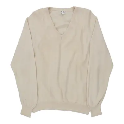 Ilder V-neck Jumper - Large Cream Wool Blend