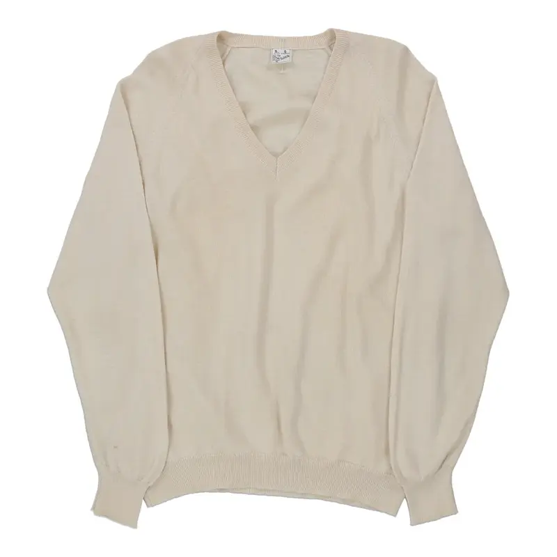 Ilder V-neck Jumper - Large Cream Wool Blend