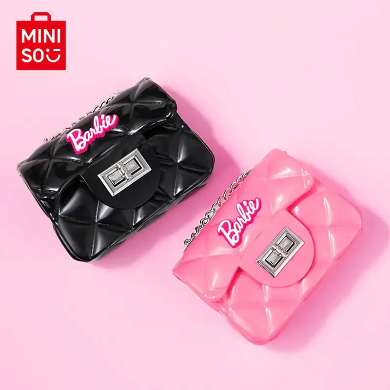 Barbie Mini Jelly Bag Shoulder Bag Crossbody Bag For Women Pink/Black PVC Material Mini Bag Sweet Style Bag For Girls High Qu...