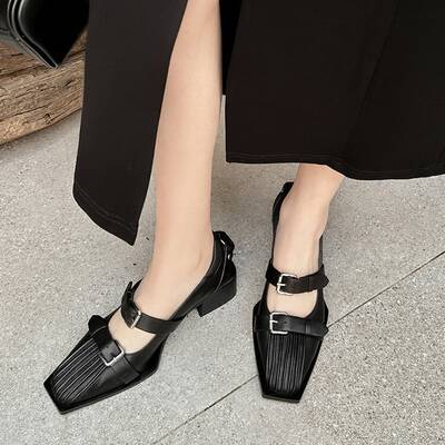 CHIKO Azariah Square Toe Block Heels Mary Jane Shoes