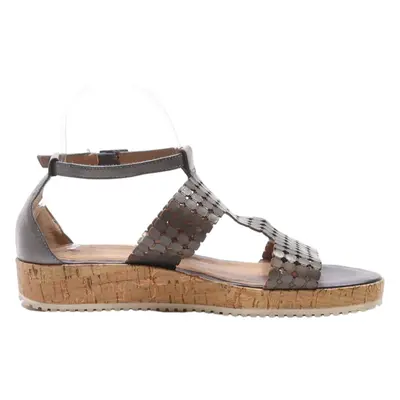 TAMARIS Strappy Sandals Grey Leather Womens UK 6