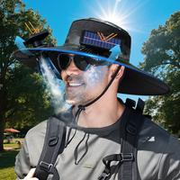 Outdoor Wide-brimmed Sun Hat with Solar Fan Spray Unisex Solar-powered Fan Fisherman's Hat Strap Spray Suitable for Fishing H...