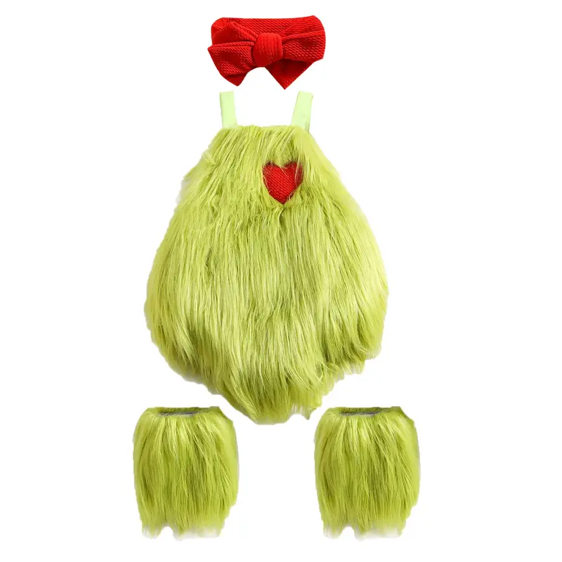 Infant Baby Girl Christmas Outfit Furry Sleeveless Romper Dress with Socks 2pcs Set infant costumes