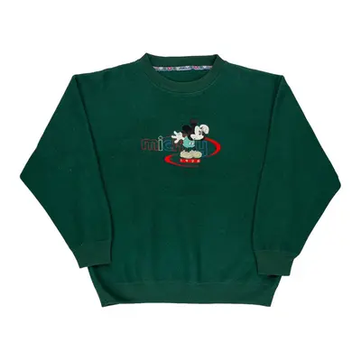 Mickey Mouse Disney Cartoon Sweatshirt - Large Green Cotton Blend | Size: large