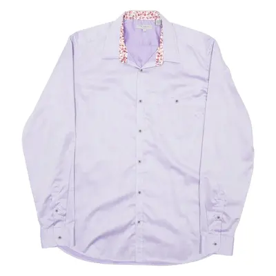 TED BAKER Mens Formal Shirt Purple Long Sleeve L