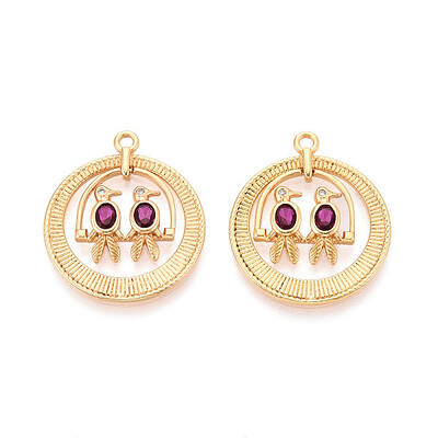 Brass Micro Pave Cubic Zirconia Pendants