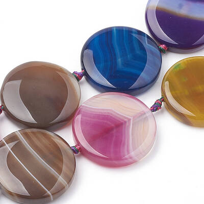 Dyed Natural Banded Agate/Striped Agate Beads Strands
