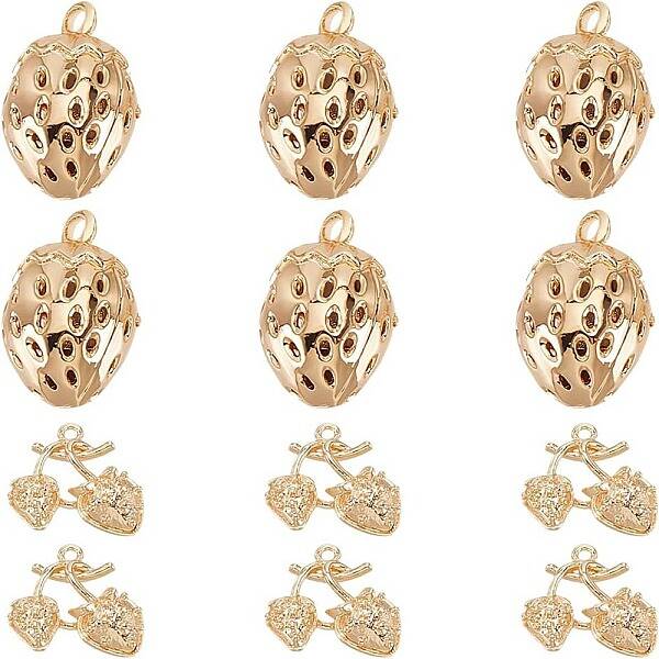 12Pcs 2 Styles Brass Pendants