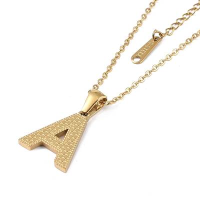 Ion Plating(IP) Initial Letter 304 Stainless Steel Pendant Necklaces
