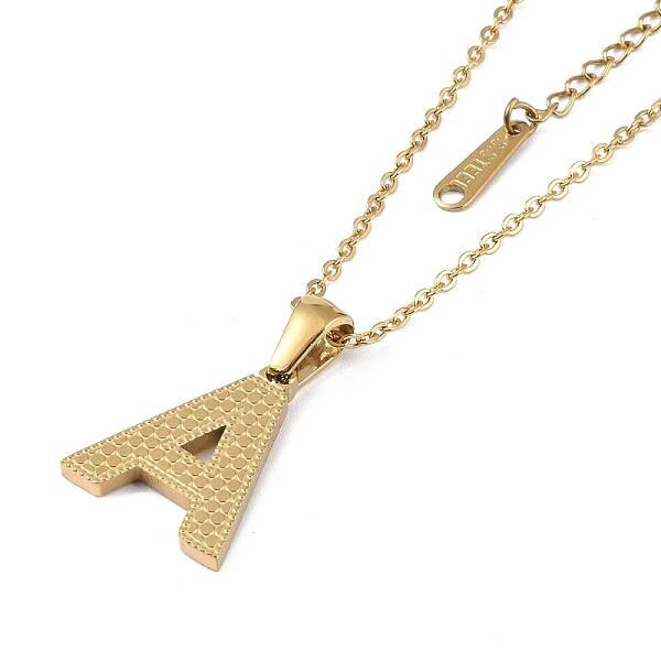 Ion Plating(IP) Initial Letter 304 Stainless Steel Pendant Necklaces