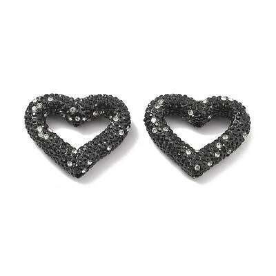 Heart Shape Polymer Clay Rhinestone Beads