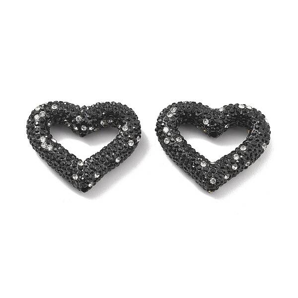 Heart Shape Polymer Clay Rhinestone Beads