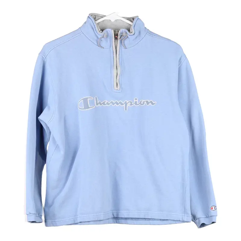 Age 13-14 Champion 1/4 Zip - Large Blue Cotton Blend
