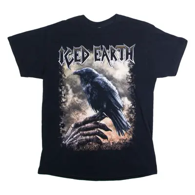 ICED EARTH Raven Wing Mens Band T-Shirt Black Crew Neck M