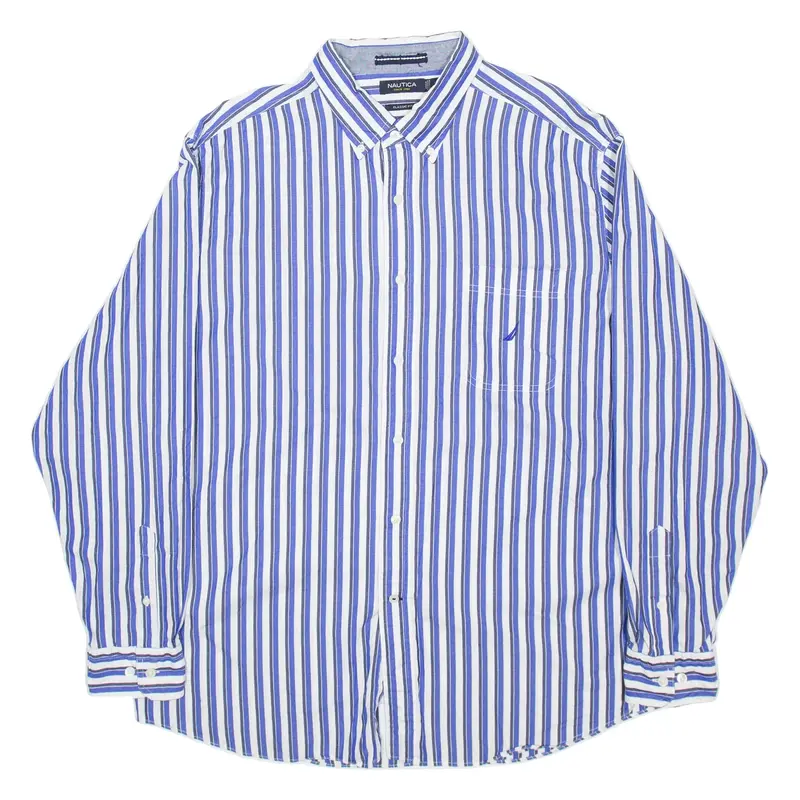 NAUTICA Mens Shirt Blue Striped Long Sleeve XL