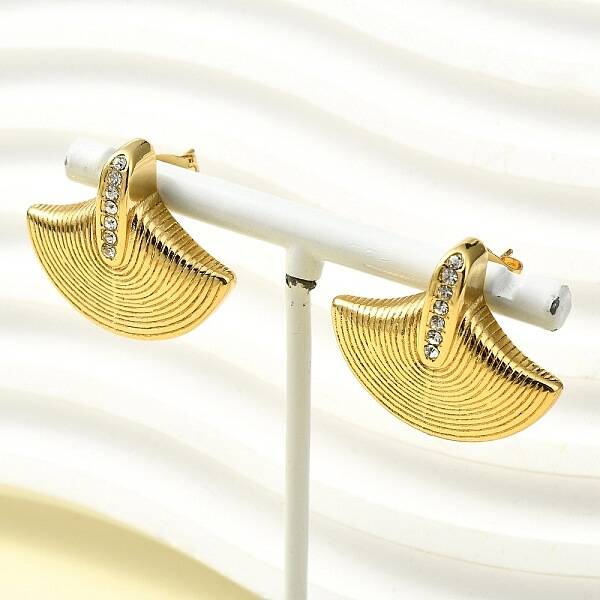 304 Stainless Steel Micro Pave Clear Cubic Zirconia Stud Earrings For Women