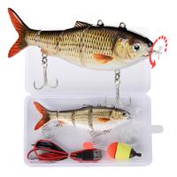 HADORAM Robotic Swimming Lure 5.1” Fishing Lure 4-Segement Multi Jointed Swimbait Electric Bait LED Light USB Rechargeable ...