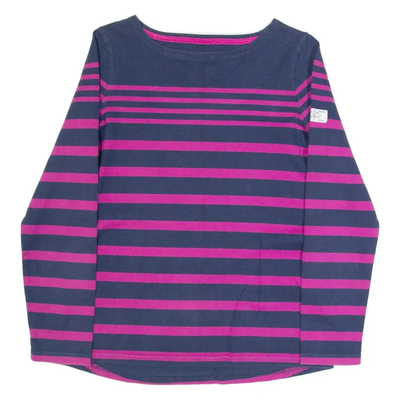 JOULES Womens Patterned Jumper Purple Striped Tight Knit UK 8