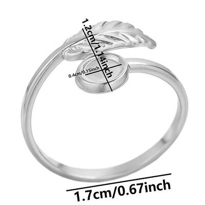 Non-Tarnish Stylish Leaf 304 Stainless Steel Open Cuff Ring
