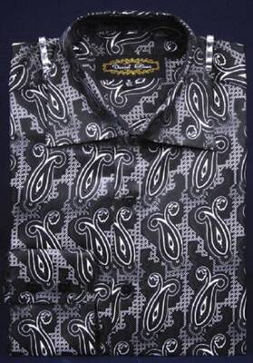 Fancy Polyester Dress Fashion Club Clubbing Clubwear With Button Cuff Black Men's Dress Shirt Night Club Outfit Guys Wear For...