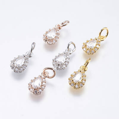 Brass Micro Pave Cubic Zirconia Charms