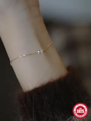 925 Sterling Silver Elegant Bowknot Design Adjustable Bracelet, Trendy All-match & Exquisite Hand Jewelry for Party, Daily Cl...