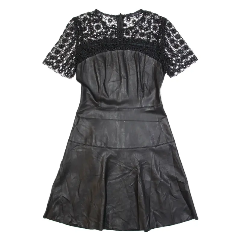 ZARA WOMAN Womens Skater Dress Black Short Sleeve Knee Length S