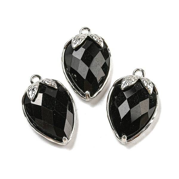 Natural Obsidian Faceted Pendants